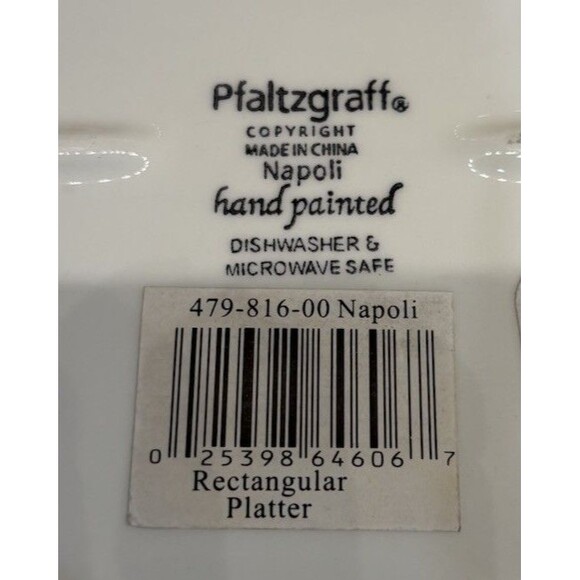 Pfaltzgraff Napoli Rectangular Platter Hand Painted Floral 16x11 Stoneware Dish - Picture 4 of 4